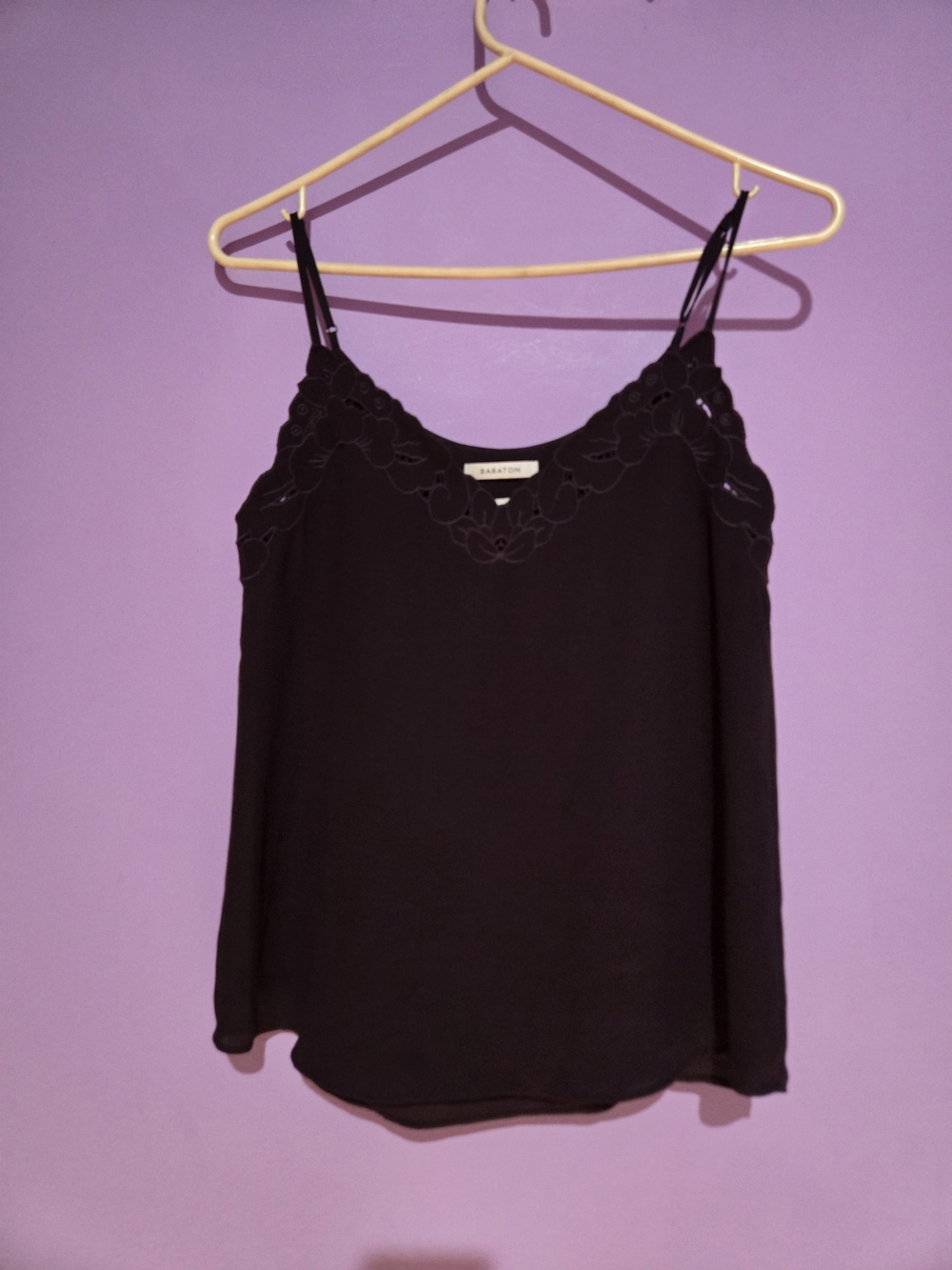 Babaton Dark Red Wine Colored Lace-Trim Silk Camisole